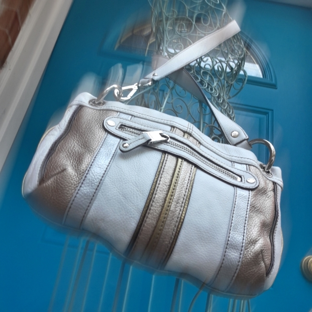 Genuine Leather Crossbody Bag Modern White Contemporary Pebbled Leather Purse - Picture 7 of 16